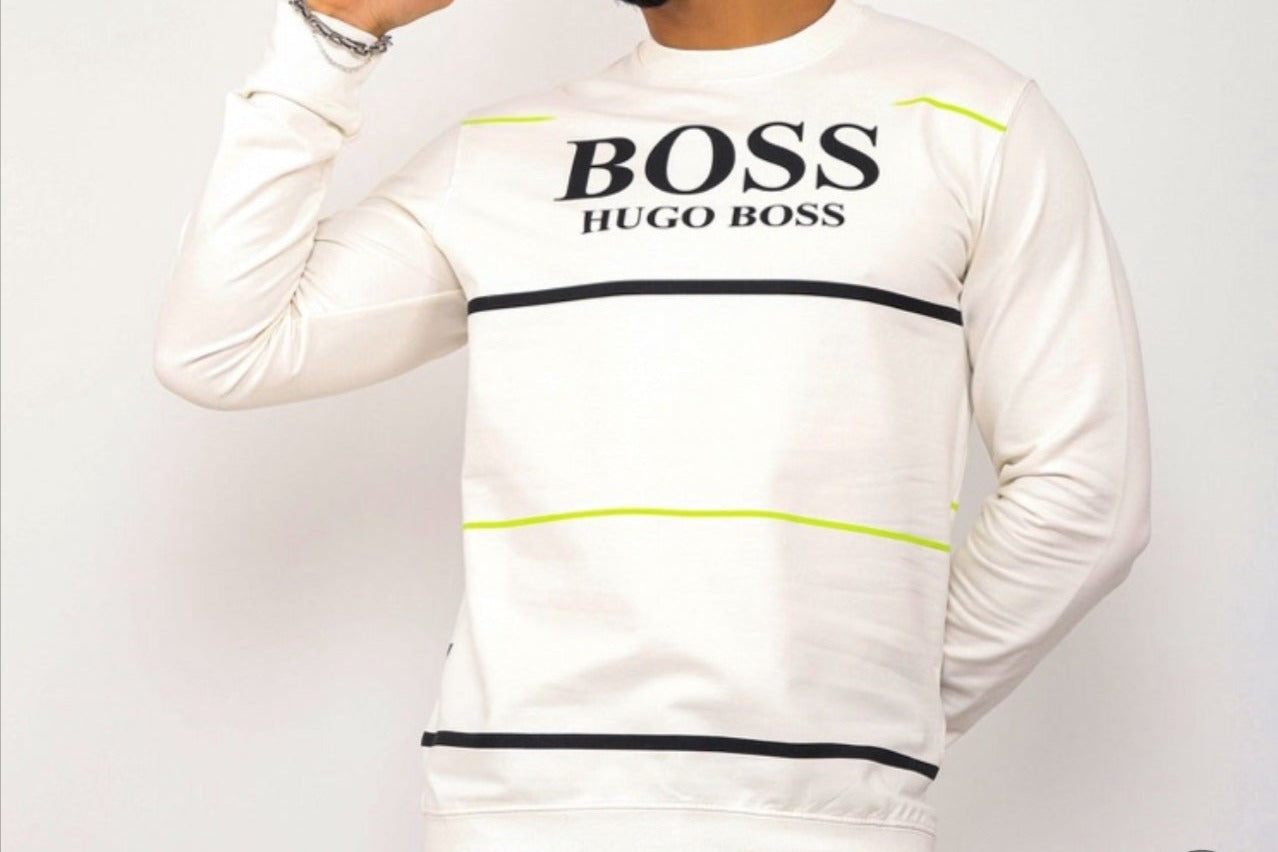 Sudadera hugo boss blanco logo negro