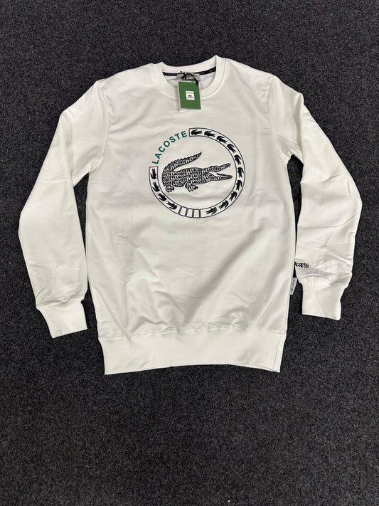 Sudadera Lacoste blanco logo negro