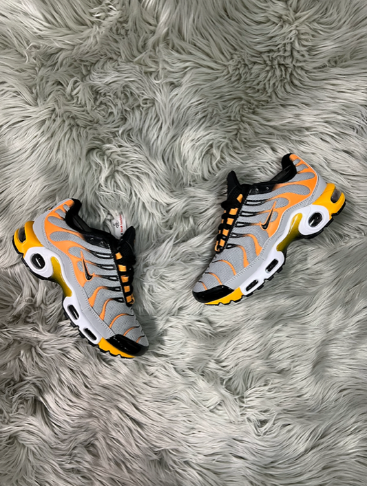 Nike TN Grises logo negro detalles naranjas