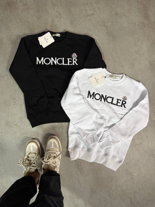 Sudadera Moncler blanco logo negro