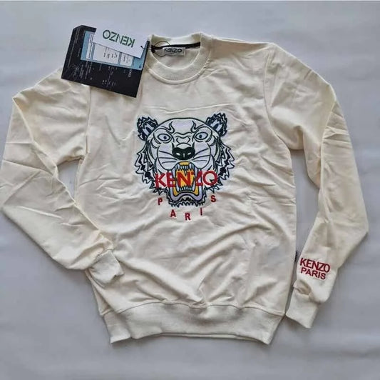 Sudadera KENZO crema logo rojo