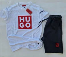 Conjunto hugo boss blanco logo rojo