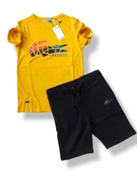 Conjunto lacoste amarillo logo tricolor