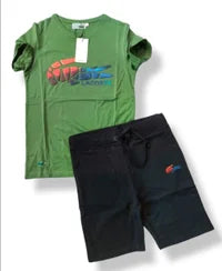 Conjunto lacoste verde logo tricolor