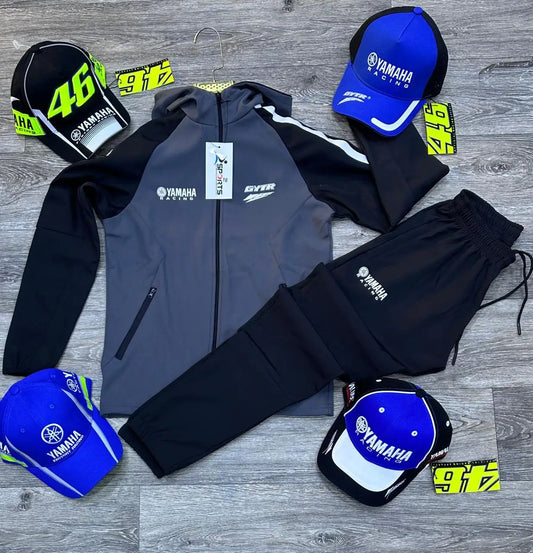 Chandal yamaha gris logo blanco detalles negros