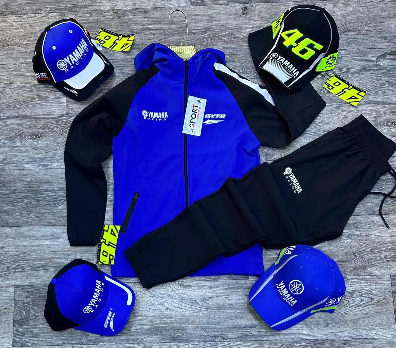 Chandal yamaha azul logo blanco detalles negros