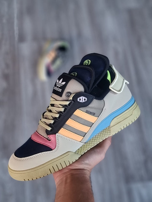 Adidas bad bunny marrones detalles naranjas